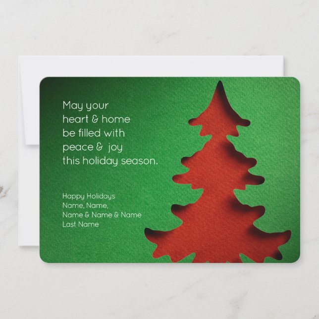 Green & Red Christmas Tree, 2-sided Photo Card (Front)