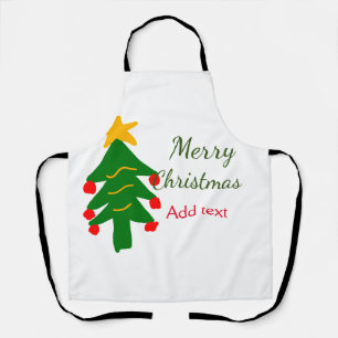 Green red christmas tree merry Christmas add name  Apron