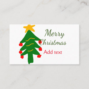 Green red christmas tree merry Christmas add name  Business Card