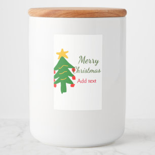 Green red christmas tree merry Christmas add name Food Label