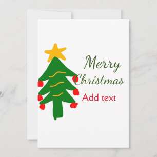 Green red christmas tree merry Christmas add name Invitation