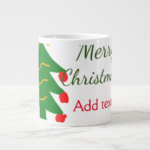 Green red christmas tree merry Christmas add name Large Coffee Mug