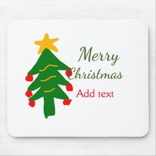 Green red christmas tree merry Christmas add name  Mouse Pad