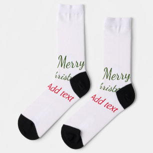 Green red christmas tree merry Christmas add name  Socks