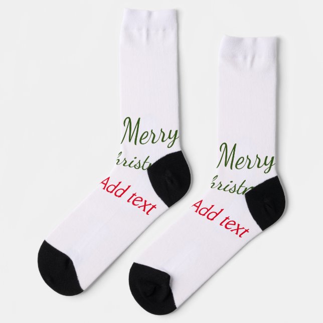 Green red christmas tree merry Christmas add name  Socks (Left)