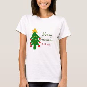 Green red christmas tree merry Christmas add name T-Shirt