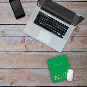 Green red colourful Wildflover watercolor Mouse Pad