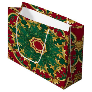 Green Red Decorative Christmas Holiday Gift Bag