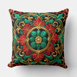 Green Red Decorative Christmas Throw Pillow