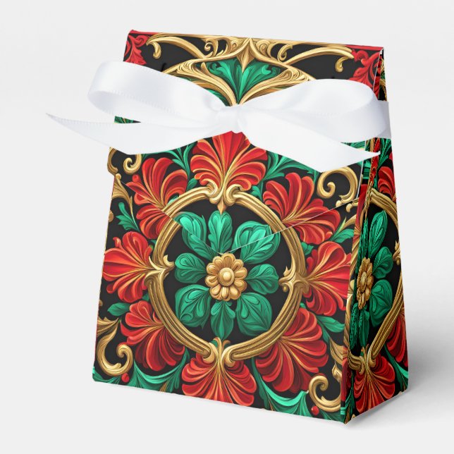 Green Red Decorative Holiday Gift Box (Front Side)
