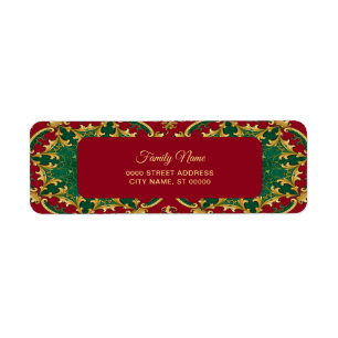 Green Red Decorative Holiday Return Address Label