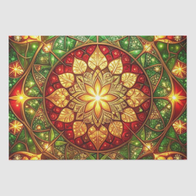Green Red Decorative Holiday Tissue Paper (Front)