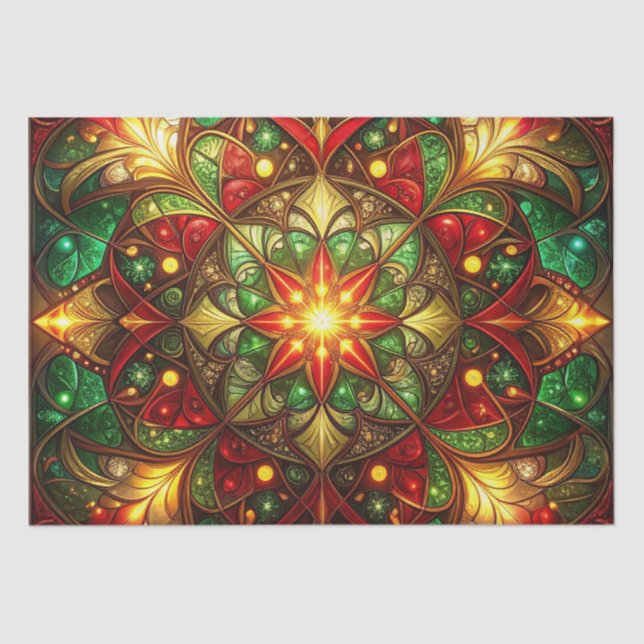 Green Red Decorative Holiday Tissue Paper (Front)