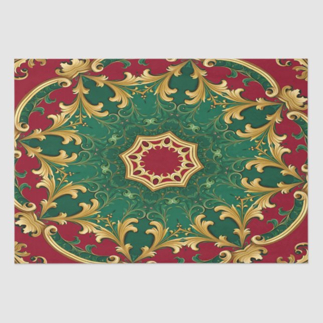 Green Red Decorative Holiday Tissue Paper (Front)