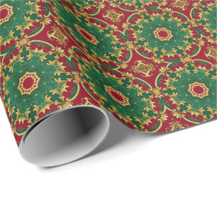 Green Red Decorative Holiday Wrapping Paper