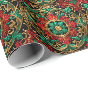 Green Red Decorative Holiday Wrapping Paper