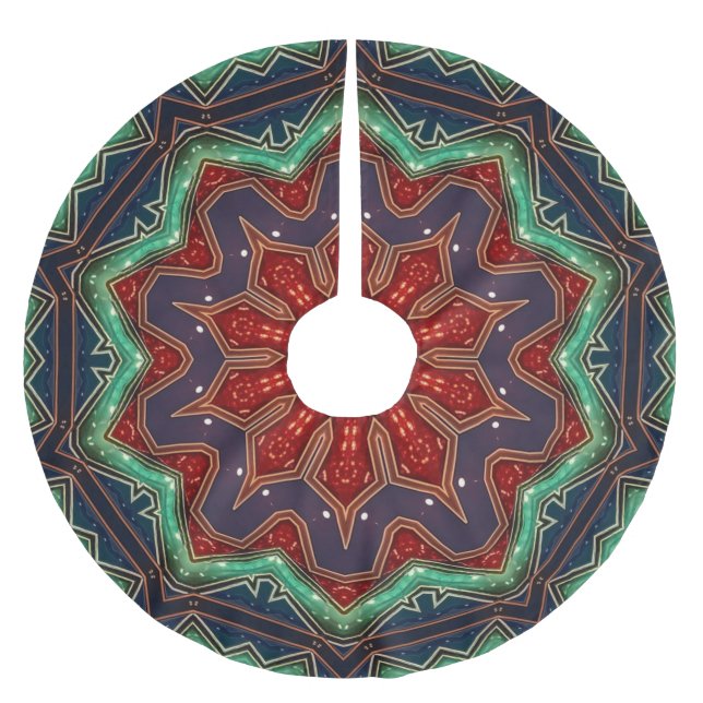 Green Red Decorative Tree Skirt (Front)