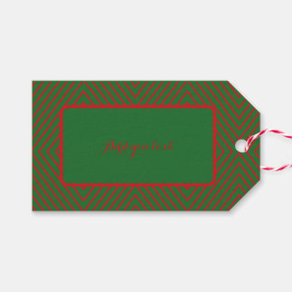 Green & Red Diagonal Lines Gift Tags