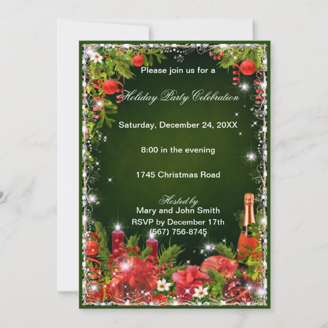 Green Red  Eat Drink Be Merry Christmas Party Invitation (Front)
