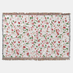 Green Red Flower Petals Throw Blanket