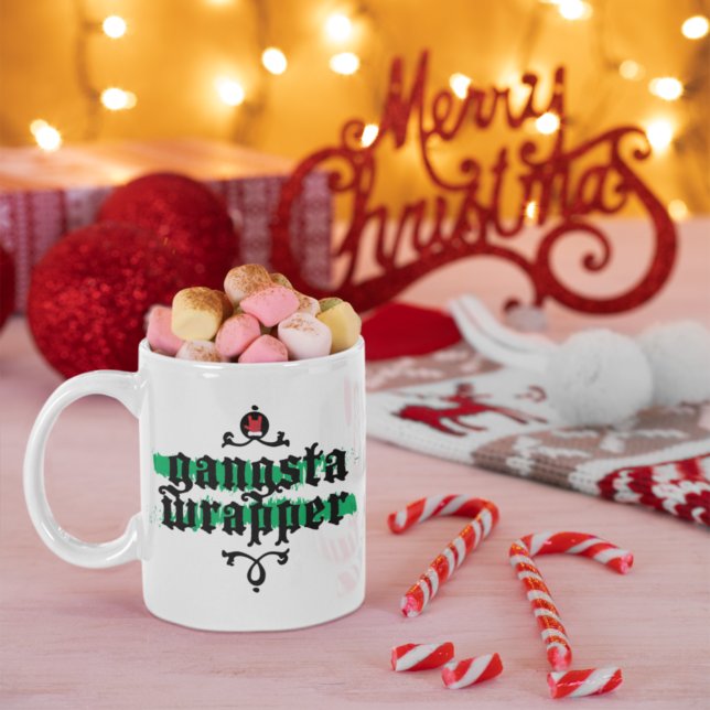 Green Red Gangsta Wrapper with Name Two-Tone Coffee Mug (Creator Uploaded)
