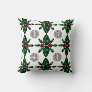 Green & Red Gemstone Pattern Pillow