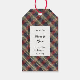 Green Red Gold Plaid Christmas Rectangle Gift Tags