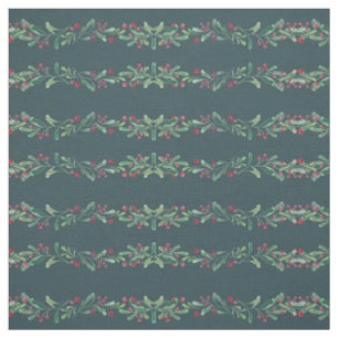 Green Red Green Christmas Holly Greenery Design Fabric