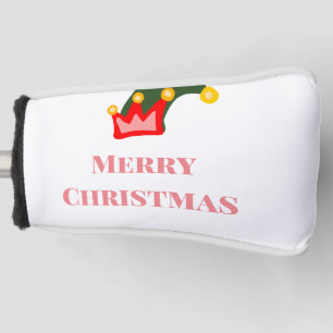 Green red hat merry Christmas add name text name Golf Head Cover