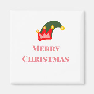 Green red hat merry Christmas add name text name Magnet