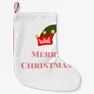 Green red hat merry Christmas add name text name Small Christmas Stocking