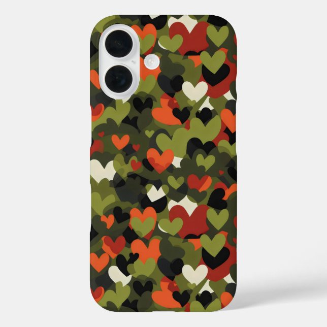Green Red Heart Pattern Case-Mate iPhone Case (Back)