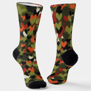 Green Red Heart Pattern Socks