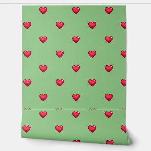Green red heart Peel and Stick   Modern  Wallpaper