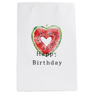 Green Red Heart Watermelon Birthday Medium Gift Bag