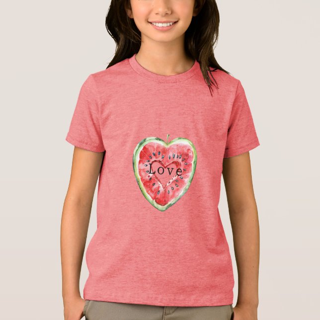Green Red Heart Watermelon  Tri-Blend Shirt (Front)
