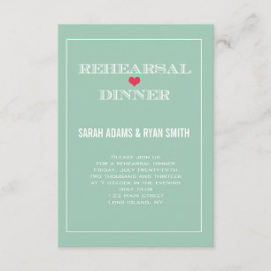 Green Red Heart Wedding Rehearsal Dinner Invites