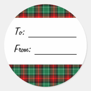 Green Red Holiday Plaid Custom Gift Stickers