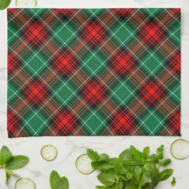 Green Red Holiday Plaid Kitchen Towel (Folded)