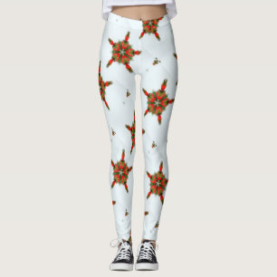 green red holiday stars white leggings