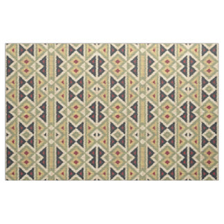 Green Red Ivory Ochre Ethnic Look Fabric
