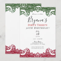 Green & Red Lace Elegant Fiesta 30th Birthday