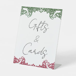 Green Red Lace Elegant Fiesta Wedding Gifts Cards Pedestal Sign