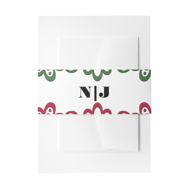 Green & Red Lace Elegant Fiesta Wedding  Invitation Belly Band (Front Example)