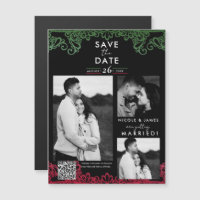 Green & Red Lace Fiesta Wedding Save the Date