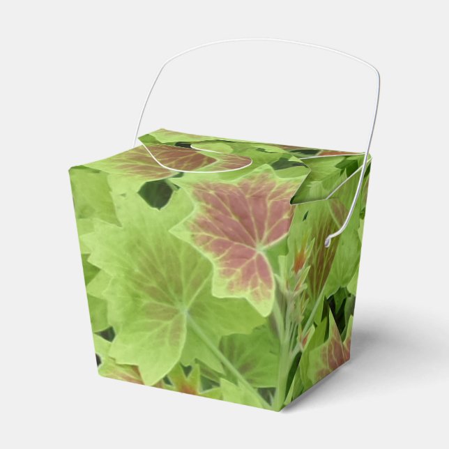 Green Red Leafs Take Out Favour Box (Front Side)