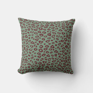 Green Red Leopard Print Cushion