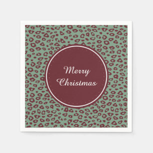 Green Red Leopard Print Napkin