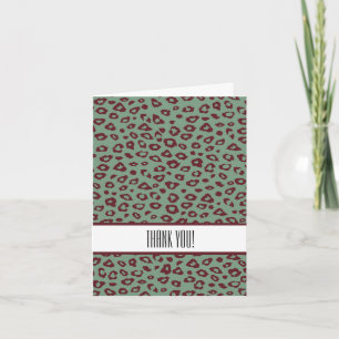 Green Red Leopard Print Print Thank You Card