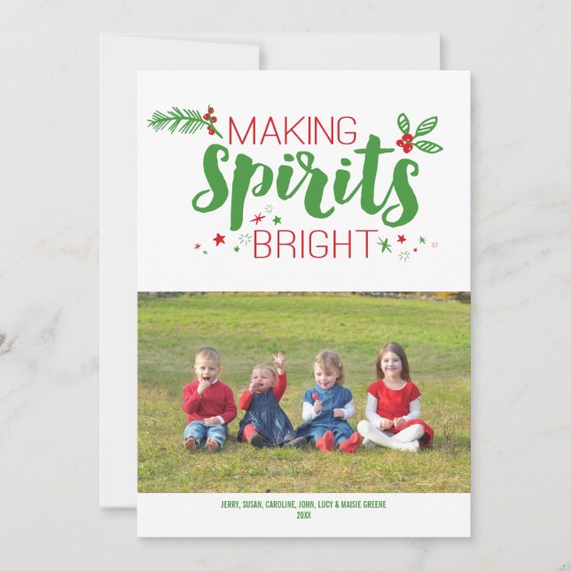 Green & Red Making Spirits Bright 2015 Holiday (Front)